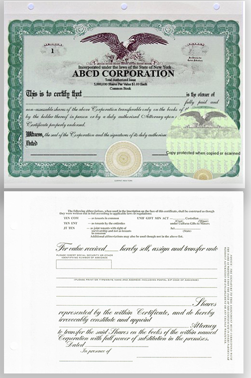 Custom Stock Certificates